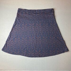 Toad & Co Chaka Skirt Size Medium Elastic Waist Blue Orange Geometric Dot Print